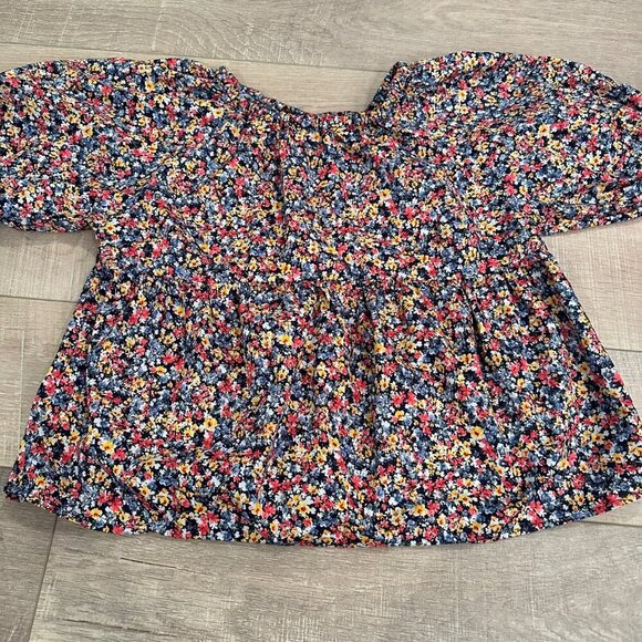 OLD NAVY FLORAL PUFF SLEEVE CROPPED BLOUSE SIZE SMALL - Picture 2 of 7